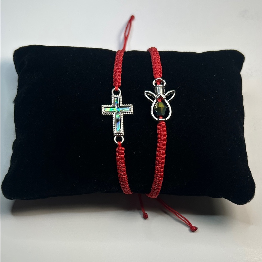 Red Cross and Angel Charm Bracelets